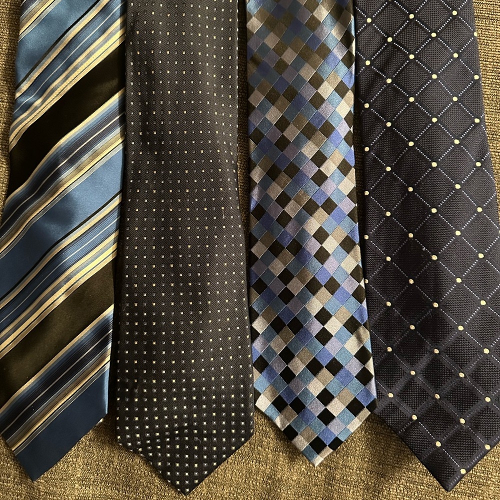 4 Men’s Blue 100% Silk Ties